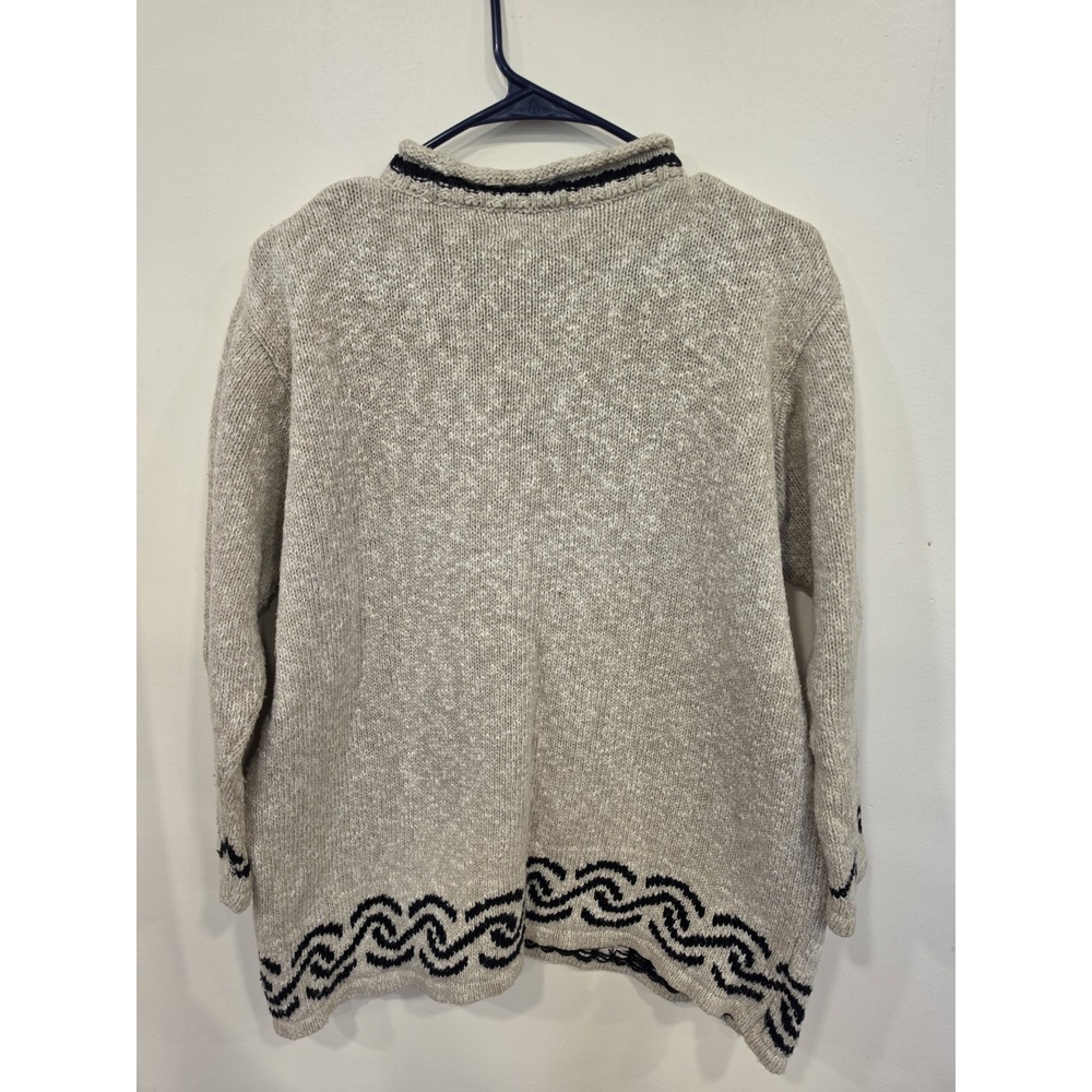 Tivoli Hand Knit Sweater LG Beige Heavy Linen Cotton Rolled Neck Old Money - Picture 4 of 4